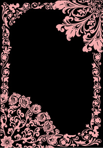 粉红色的花帧与黑色 curles