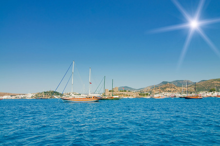 博德鲁姆港土耳其的游艇。