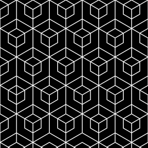 抽象几何图形黑白。六边形花纹
