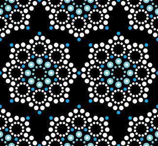 无缝矢量图案原住民点画, 曼荼罗重复设计, 澳大利亚民间艺术背景照片