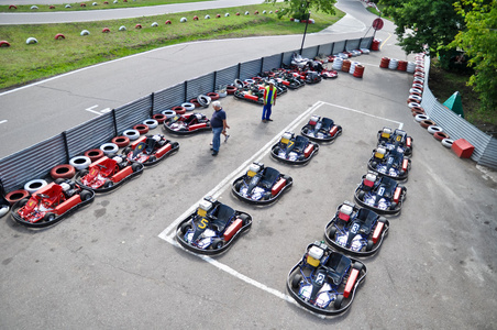 Racing karts in the parc ferm