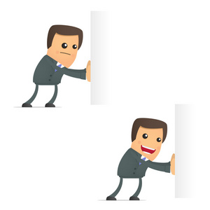 可爱的卡通商人推空块照片