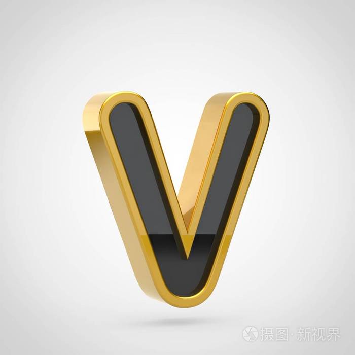 带金色轮廓的大写字母v