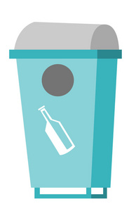 垃圾桶为玻璃废物矢量插图图片