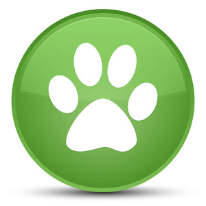 动物足迹图标特殊软绿色圆形按钮