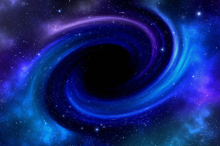 黑洞在深空间的某处有星和星云