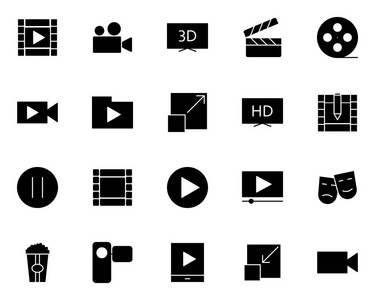 视频剪影图标设置。矢量象形图