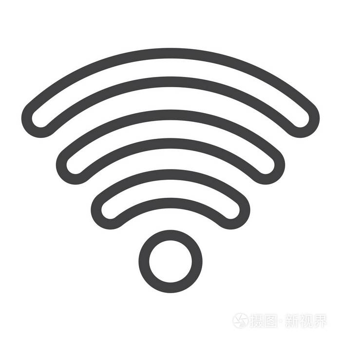 Wifi 线图标, 网络和移动, 互联网标志矢量图形, 在白色背景的线性模式, eps 10