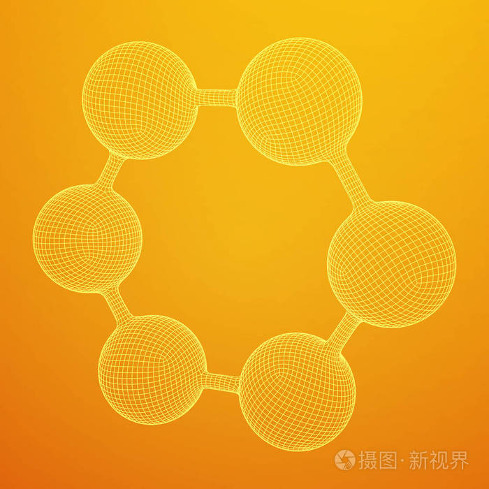 线框网六边形分子插画-正版商用图片03109k-摄图新视界