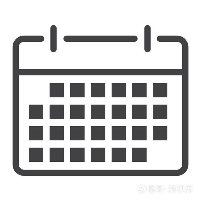 日历线图标, web 和移动, 日期符号矢量图形, 白色背景上的线性模式