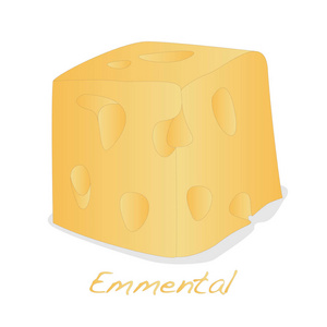白色背景上的一块瑞士奶酪。乳制品