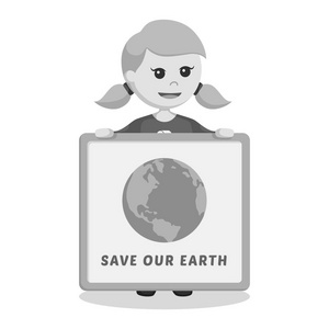 妇女环保活动家与保存地球板黑白样式