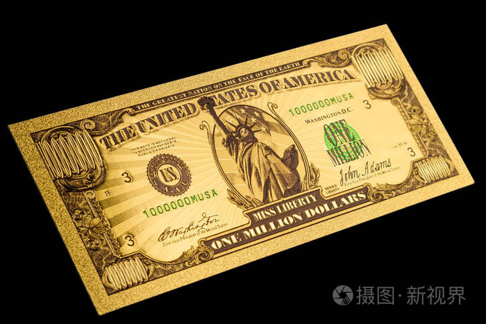 美国钞票的项目是100万美元