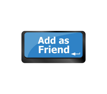 社交媒体的概念 键盘添加为朋友按钮