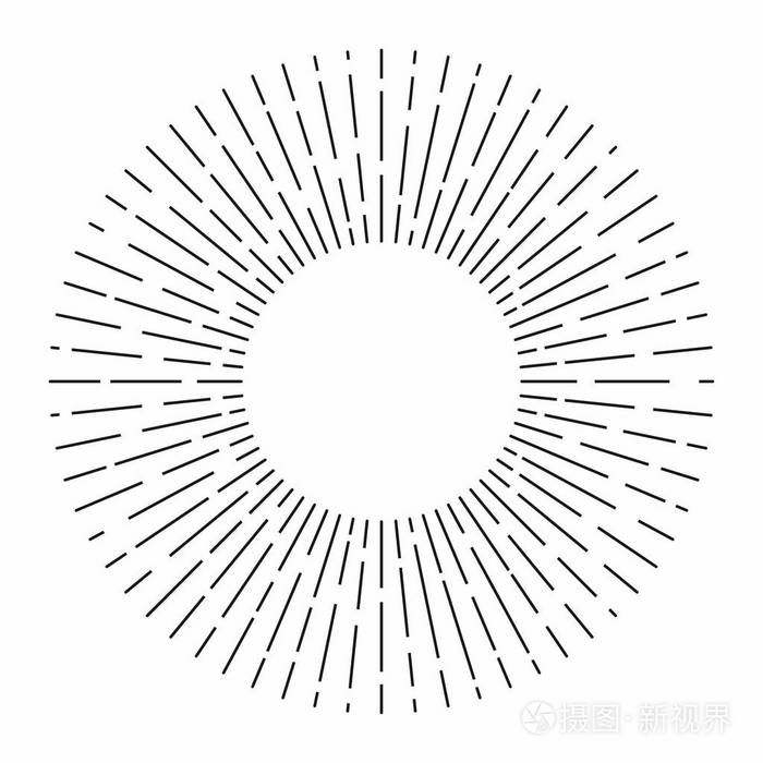 老式风格的阳光.光线, 放射状的阳光装饰.矢量