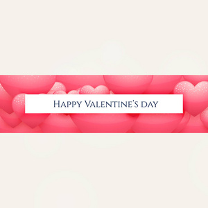 快乐情人节横幅设计与粉红色的心脏形状