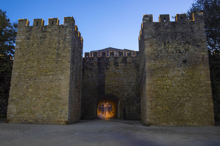 Goncalo 门的黄昏景色葡萄牙阿尔加维拉各斯历史古城的老城城墙的一部分