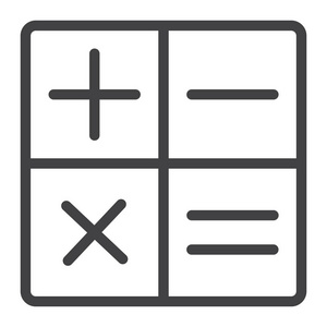 计算器线图标, 网页和移动, 计算符号矢量图形, 在白色背景上的线性模式, eps 10