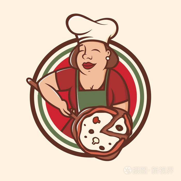 现代矢量职业会徽徽标大妈妈厨师