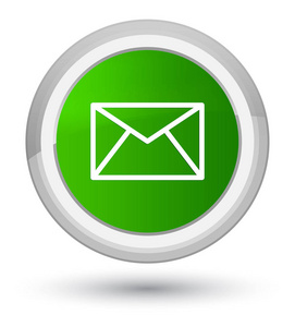 电子邮件图标绿色圆形按钮