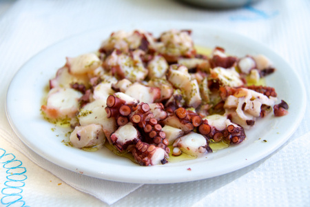 美味的章鱼沙拉开胃菜照片