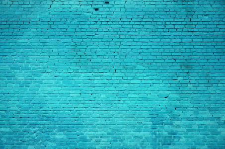 多排砖砌砖墙体在青色颜色下的质地