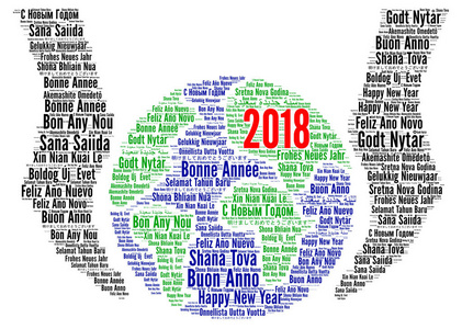 快乐新的一年到 2018 年在不同的语言