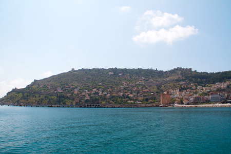 阿拉尼亚地中海海岸线和奥斯曼城堡土耳其