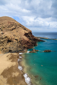 葡萄牙马德拉岛海岸热带 Prainha 海滩