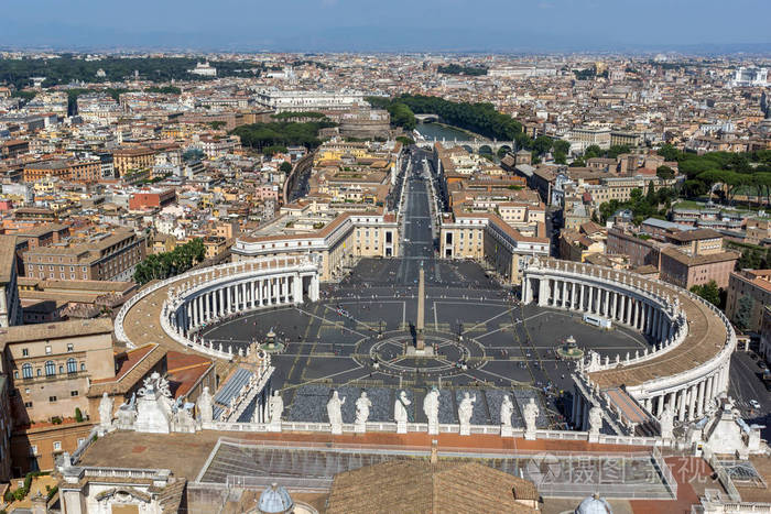 令人惊叹的全景梵蒂冈和罗马城从圆顶st彼得大教堂意大利