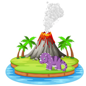 恐龙和火山喷发图