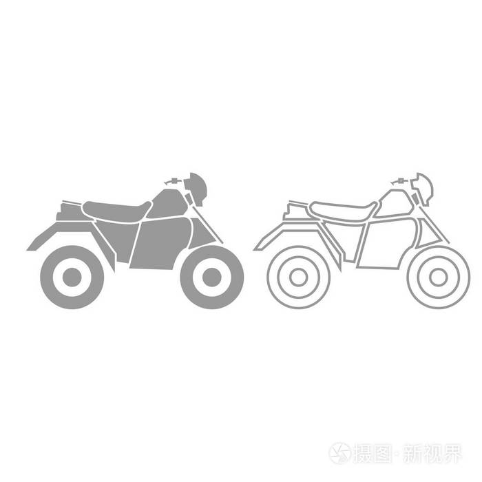 亚视摩托车上四个轮子灰色设置图标