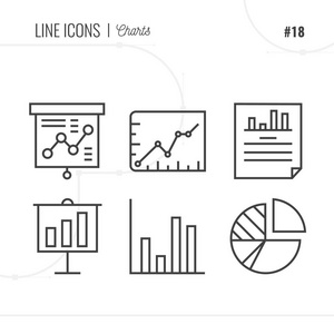 图表的线条图标, 孤立的对象。线条图标设置