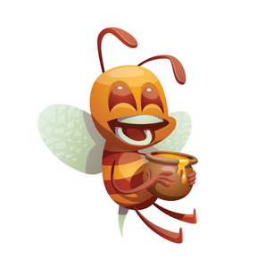 滑稽的雄蜂与一壶蜂蜜