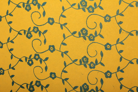 黄色手工艺术纸，蓝色花纹