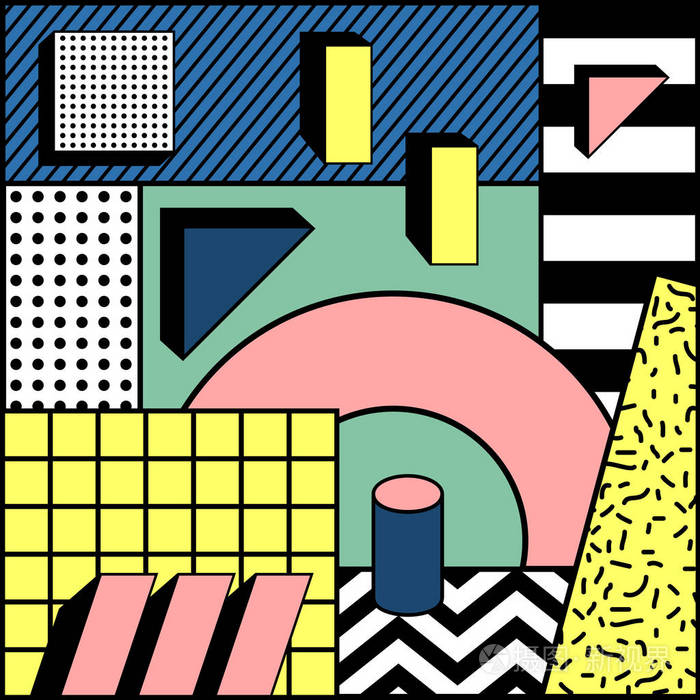 简单方块彩色几何时尚背景矢量图形插图插画-正版商用图片0330wp-摄图