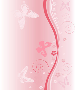 粉红色的蝴蝶 花朵 卷发 silhouettes