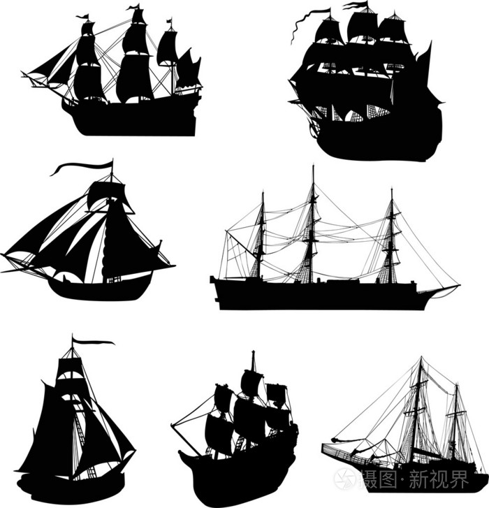 组的七艘船剪影σνολοεπτσιλουτεπλοο