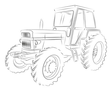 拖拉机素描图片