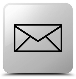电子邮件图标白色方形按钮
