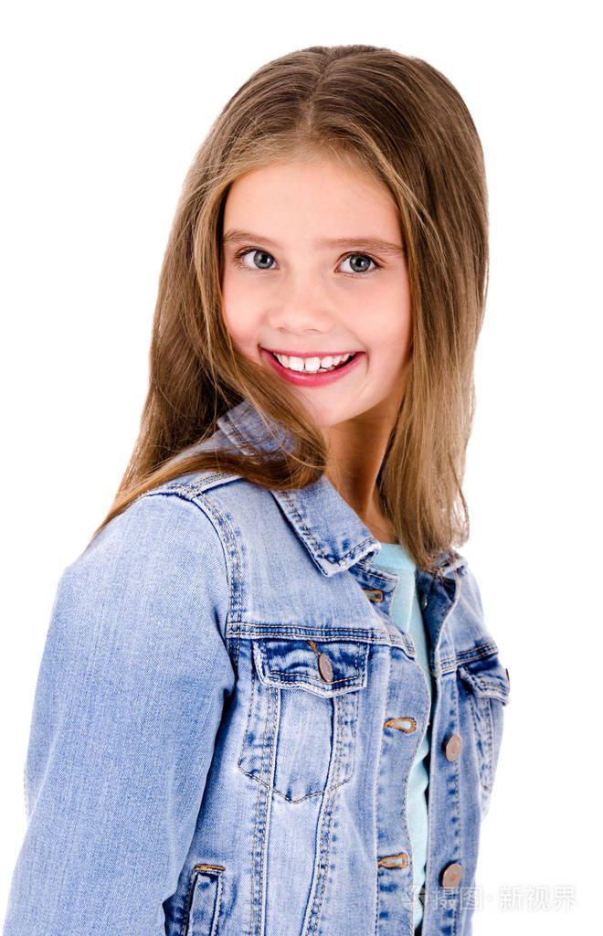 可爱微笑快乐小女孩的孩子孤立的肖像