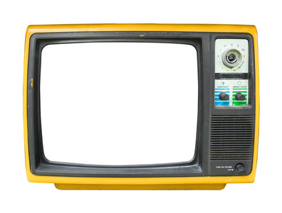 复古电视老式电视与帧屏幕隔离白色与剪辑路径的对象, 复古技术