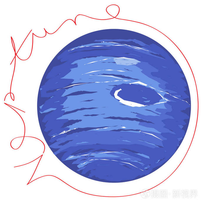 海王星行星涂鸦与文本