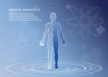 人体健康护理, 带有医学图标,器官,图表,图表和复制空间照片