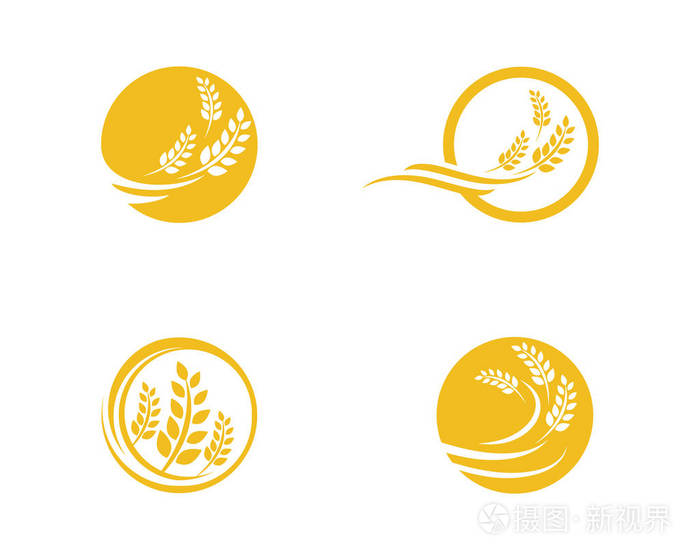 农业小麦 logo 模板矢量图标设计