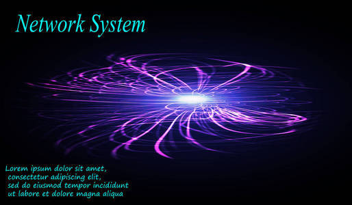 霓虹灯带的循环和螺旋.大爆炸3d 未来的技术风格.抽象背景.