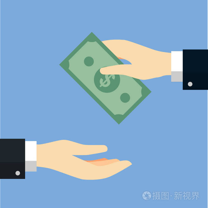 给予或提供钱给另一只手-矢量佛罗里达州的商人