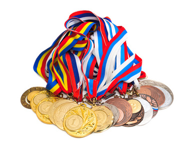 俄罗斯联邦体育奖章。 孤立于白色背部