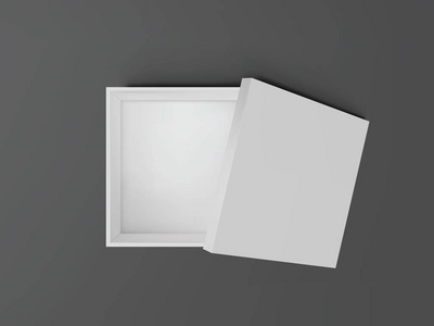 白色打开空白正方形纸板盒在透明的背景顶部视图隔离。样机模板的设计产品, 包装, 品牌, 广告。矢量插图