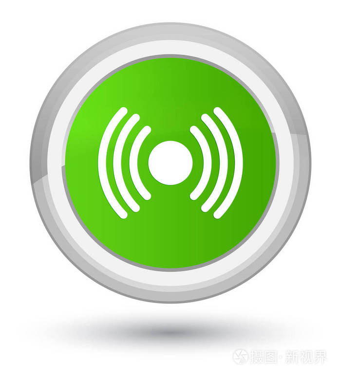 网络信号图标黄金软绿色圆形按钮